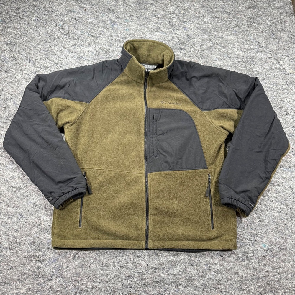 Columbia Mens Interchange Fleece Jacket Olive Green Black WM6828 Medium